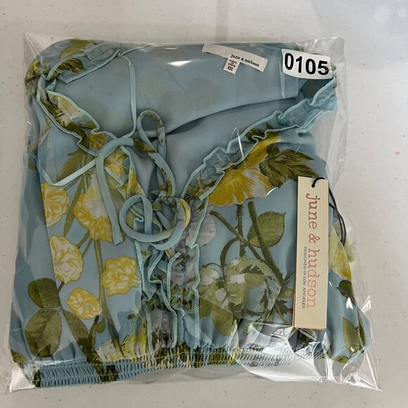 NWT June Hudson M Womens Maxi Dress Chiffon Ruffle Hem Smocked Waist Fairycore - Picture 16 of 16